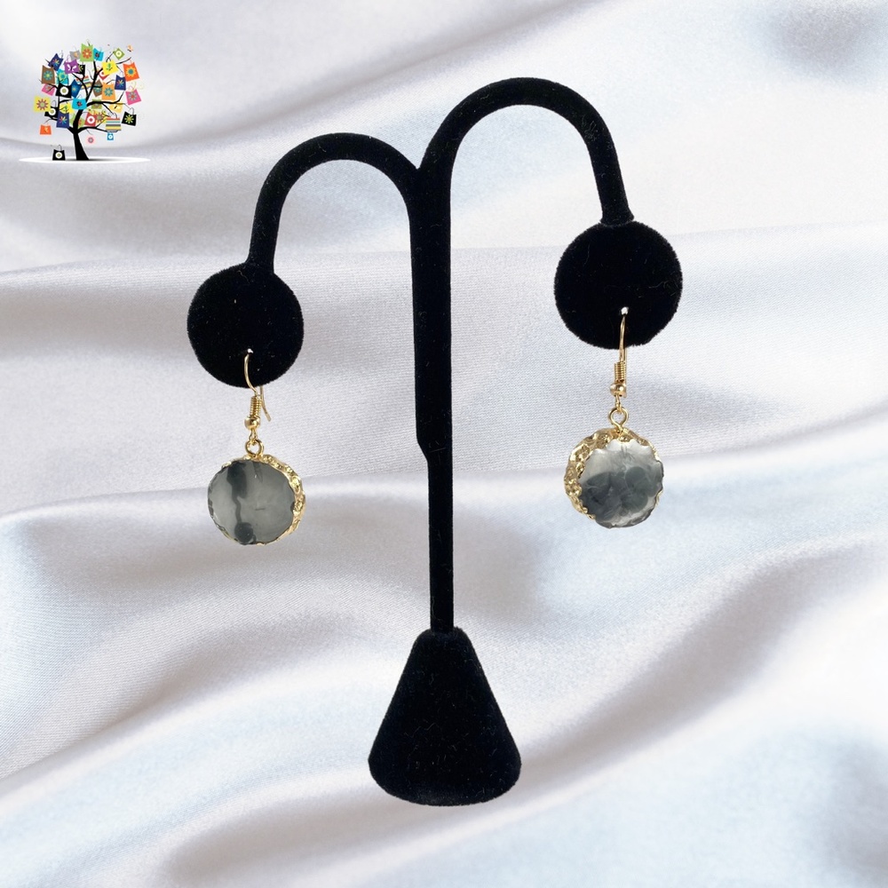 Pendant Earrings Natural Stone 3/4" Diameter